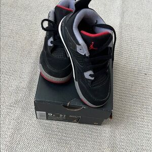 Nike Jordan 4 Retro Kids Black and Red Cement Sneakers
